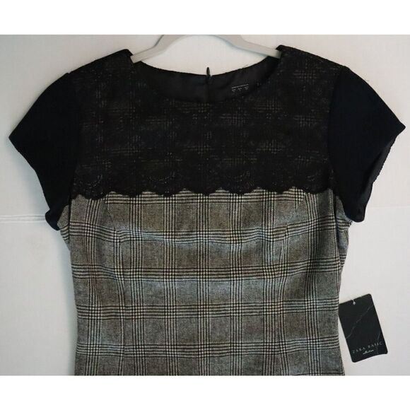 Zara Basic 2753/228/093 Women's Sz L Glen Plaid Wool Blend Sheath Dress $159 - Picture 10 of 14